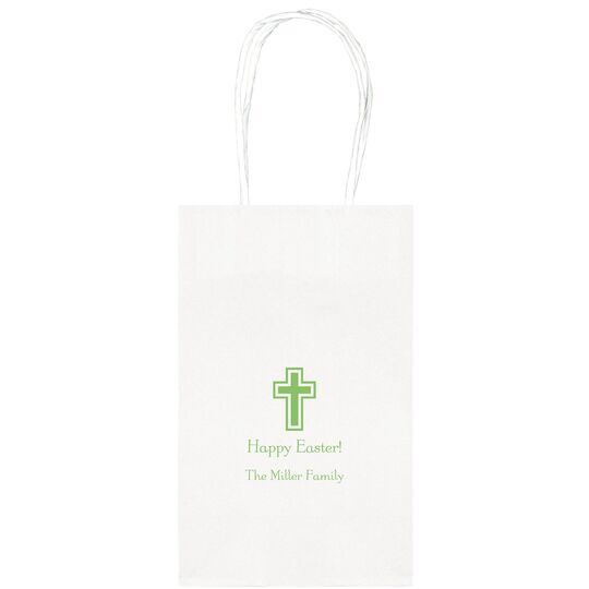 Outlined Cross Medium Twisted Handled Bags